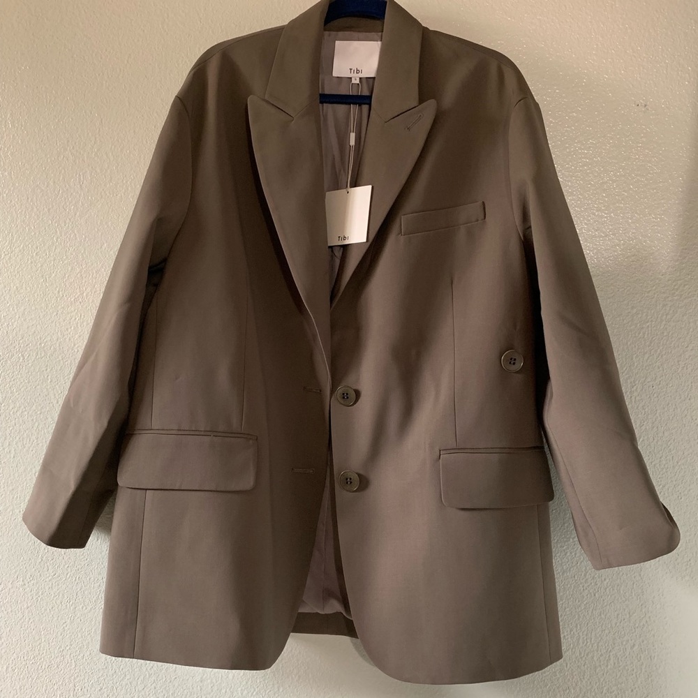 Tibi NWT Liam Blazer Taupe Size Small